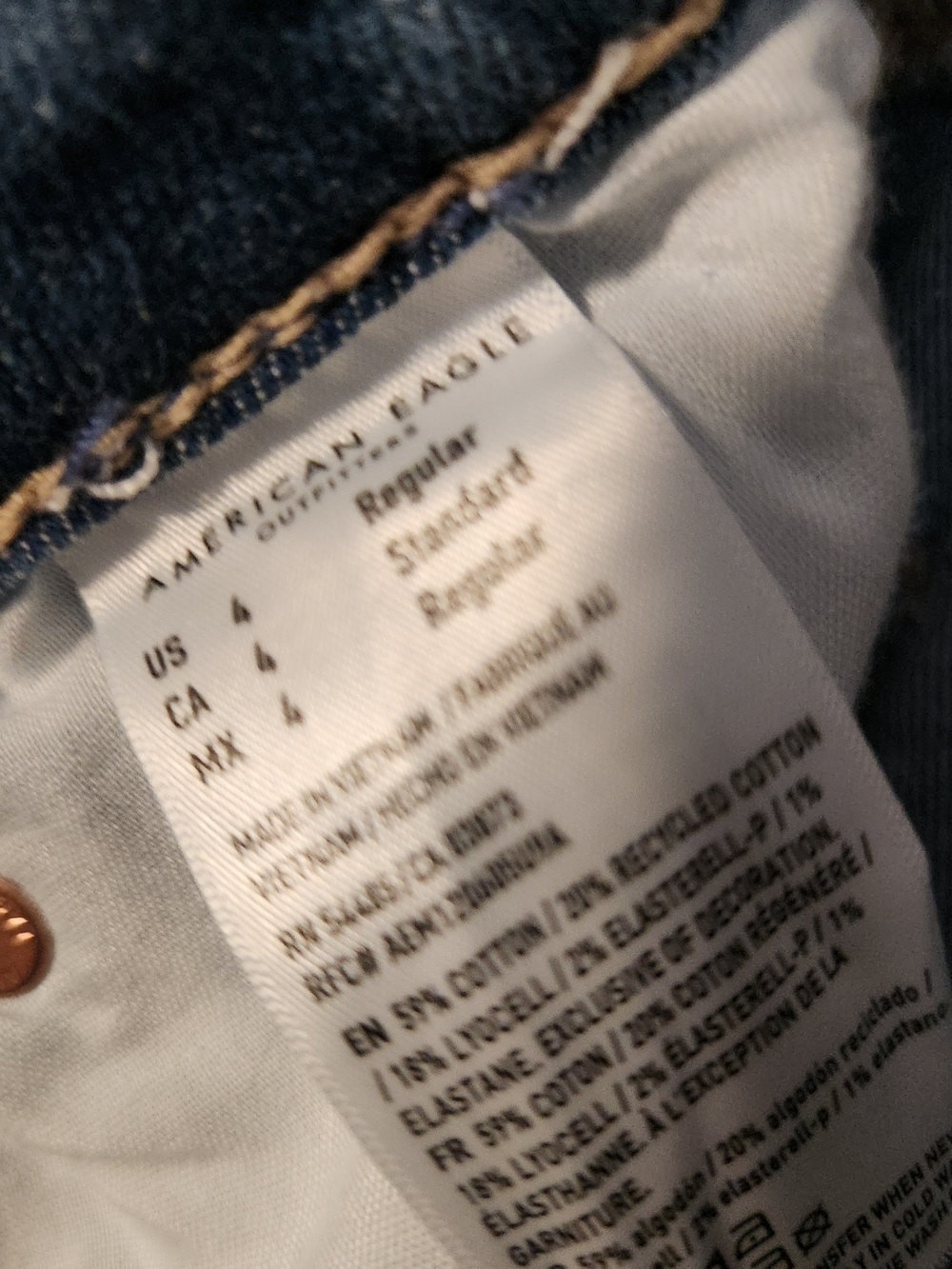 American Eagle Super High Rise Baggy Wide Leg Jeans Size 4 Blue Stretch Denim - Picture 8 of 11